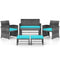 6 Pieces Patio Furniture Set Outdoor Sectional Conversation PE Rattan Sofa Set