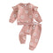 European And American Little Daisy Printing Long Sleeve Trousers Suit