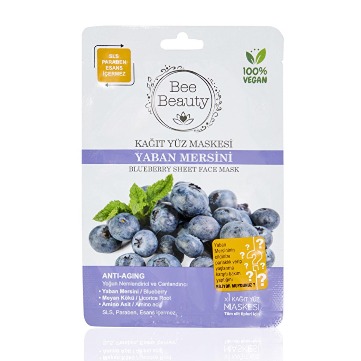 Bee Beauty Blueberry Face Mask - Natural Anti-Aging Hydrating Sheet Mask for All Skin Types