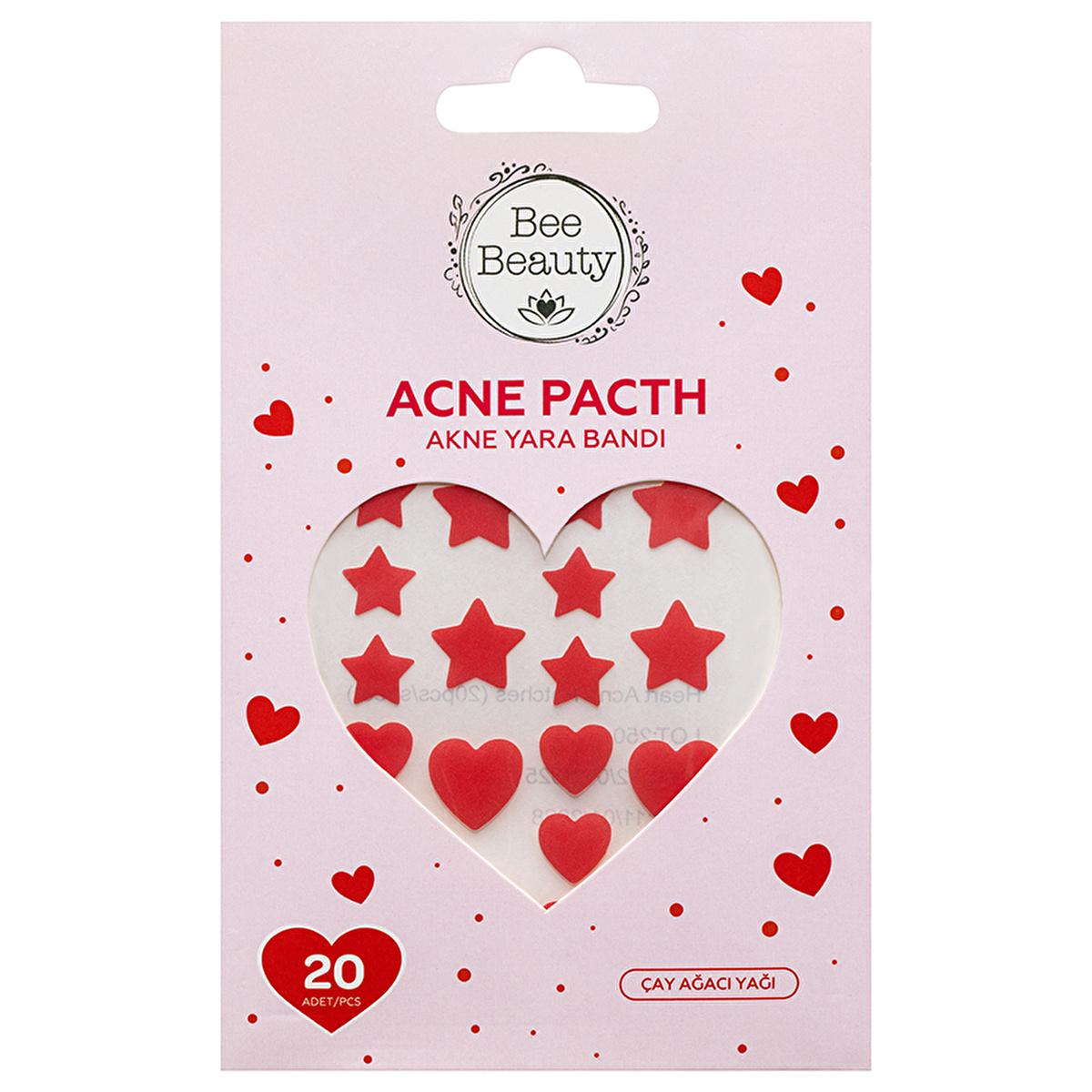 Bee Beauty Heart-Shaped Acne Pimple Healing Patch with Tea Tree Oil: Discreet Blemish Treatment, Soothes & Protects (20 Patches)