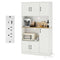 71" Tall Kitchen Pantry Cabinet with Charging Station Wooden Buffet Cupboard Sideboard