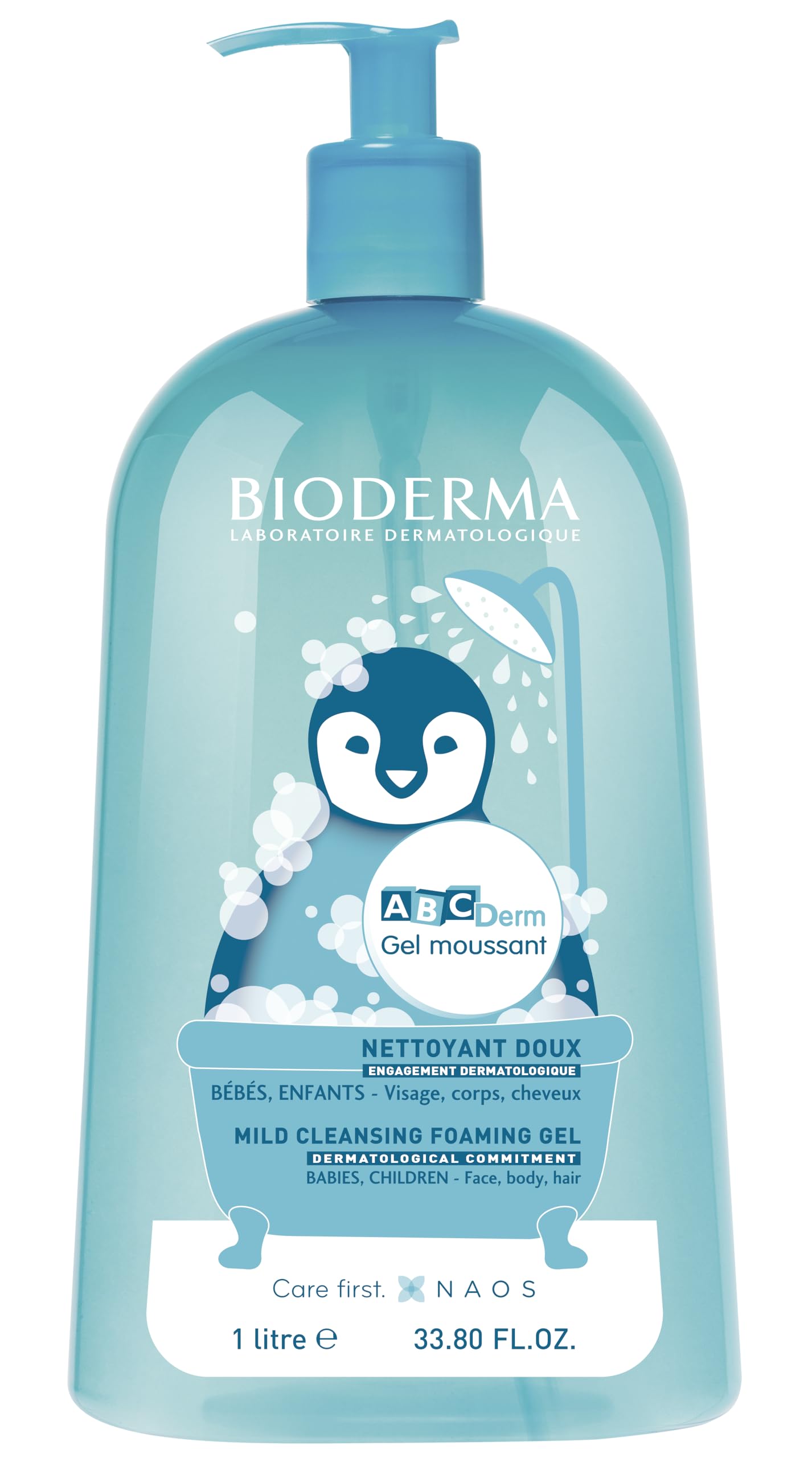 Bioderma Abcderm Foaming Gel for Babies and Children - Gentle, Non-Irritating Cleanser for Sensitive Skin from Birth