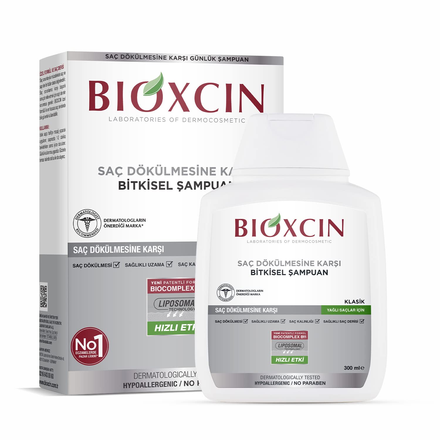 Bioxcin Bio-Activ Shampoo for Oily Hair - Paraben-Free, Mineral Oil-Free, 10.14 fl oz