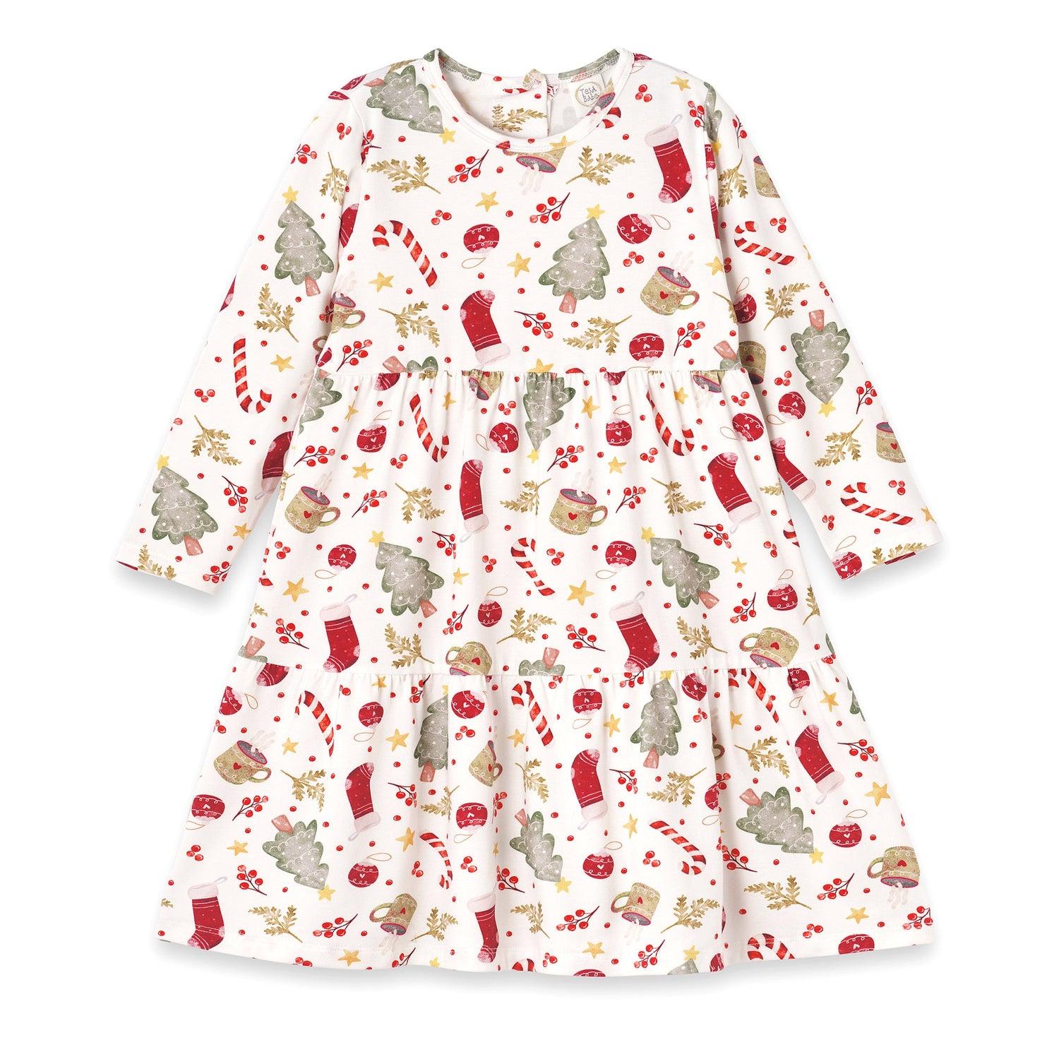 Girls’ Christmas Dress – Bamboo Holiday Tiered Twirl Dress