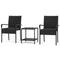 3 Piece Patio Furniture Set with Seat Cushions and Tempered Glass Tabletop