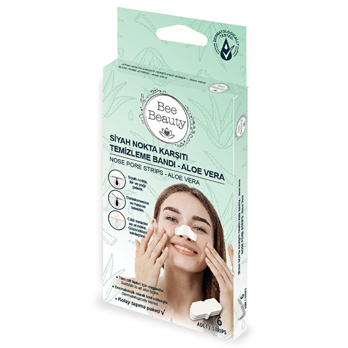 Bee Beauty Aloe Vera Blackhead Removal Strips 6-Pack - Soothe & Clarify Skin, Dermatologically Tested