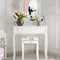 Vanity Wood Dressing Stool Padded Piano Seat with Rose Cushion