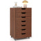 7-Drawer Chest Wooden Storage Dresser with Lockable Wheels