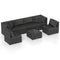 7 Pieces Sectional Wicker Furniture Sofa Set with Tempered Glass Top-Red