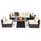 7 Pieces Patio Furniture Set with 35 Inches 50000 BTU Propane Gas Fire Pit Table and Waterproof Cover for Firpit