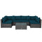 7 Pieces Patio Rattan Furniture Set Sectional Sofa Garden Cushion
