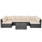 7 Pieces Patio Rattan Furniture Set Sectional Sofa Garden Cushion