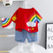 Boys And Girls Short-sleeved Denim Five-point Pants Two-piece Cute Pants Suit Cotton Short-sleeved