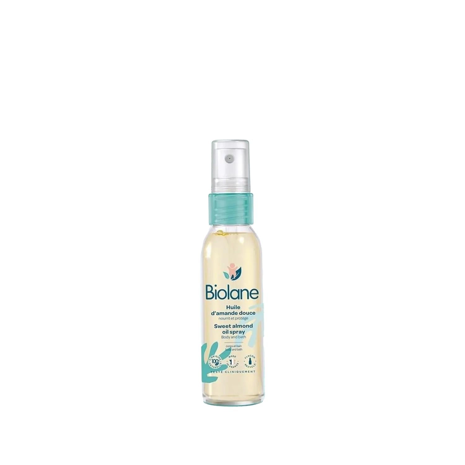 Biolane Sweet Almond Oil Spray for Sensitive Skin & Hair - 75ml, Natural Moisturizer & Nourishment