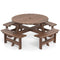 8-Person Round Picnic Table Set Circular Patio Dining Camping Table with Benches
