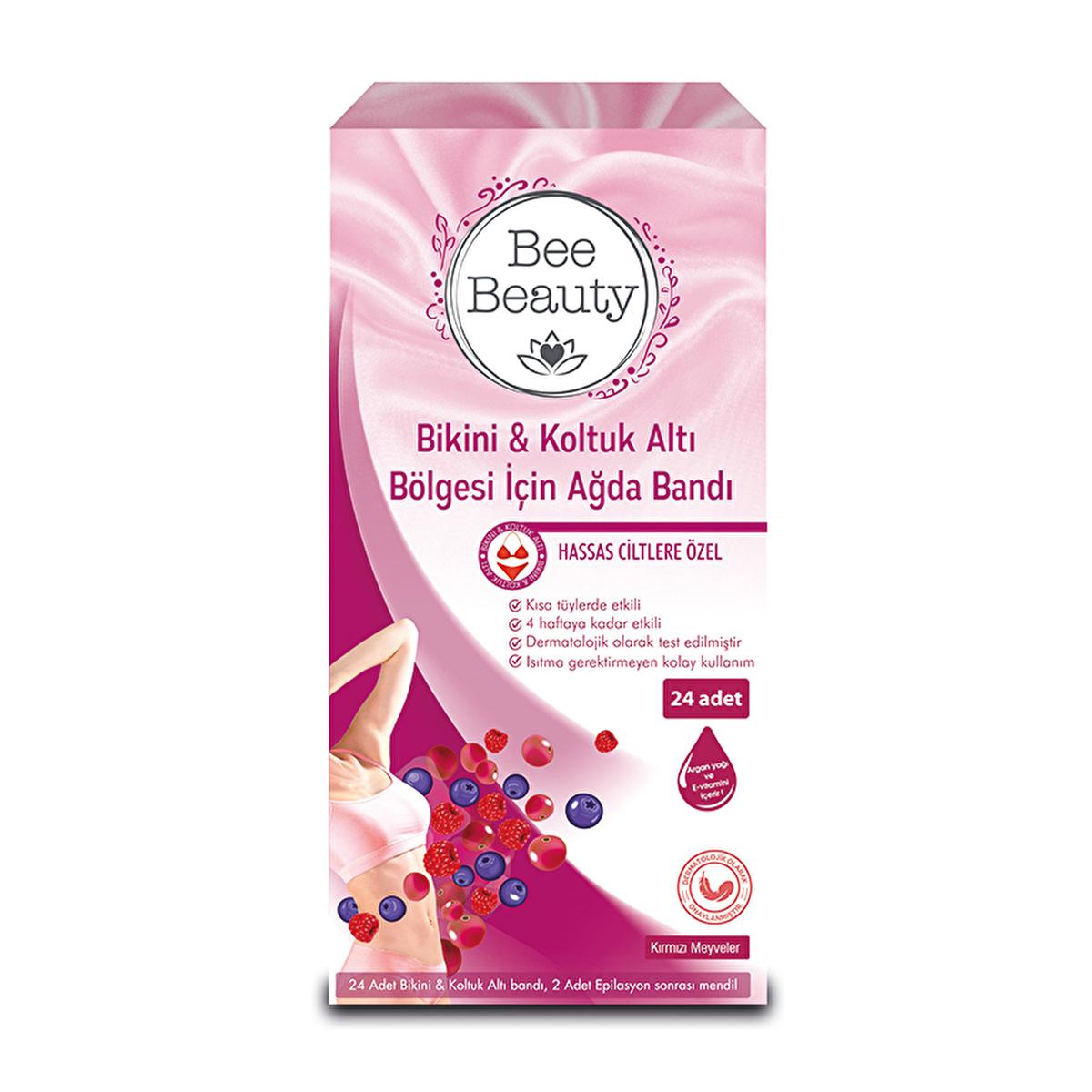 Bee Beauty Bikini and Underarm Wax Strips for Sensitive Skin - Easy Hair Removal at Home, 24 Count