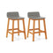Solid Acacia Wood Bar Stools Set of 2 with Backrests and Footrests for Porch