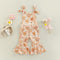 Girls' Floral Print Bell-bottom Pants Jumpsuit