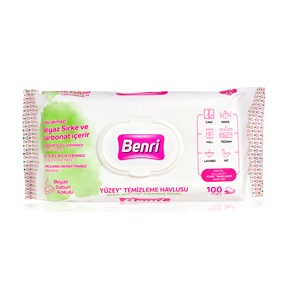 Benri Surface Cleaning Wipes 100 Pack - Streak-Free Formula | Fresh Scent