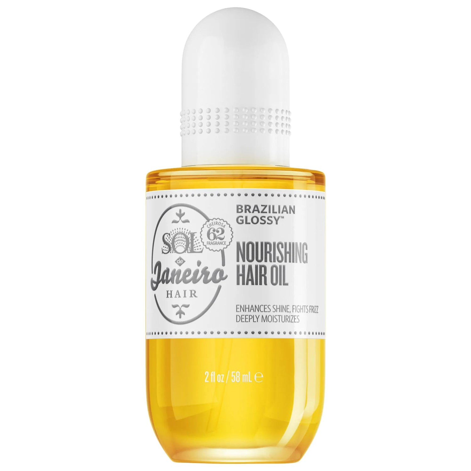 Brazilian Glossy: Anti-Frizz Hair Oil - Nourishes, Repairs Splits, Heat Protection, Vegan - Cheirosa '62 Fragrance