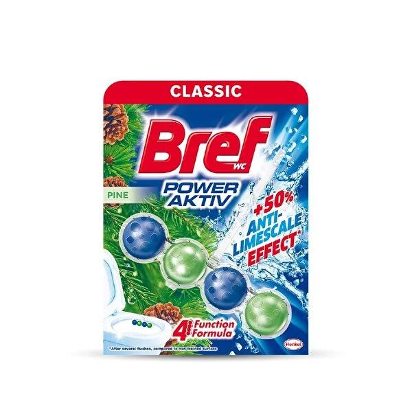 Bref Power Aktif ‚am: Pine Scented Toilet Bowl Cleaner Block - Automatic Limescale Prevention, Hygienic Cleaning & Long-Lasting Freshness