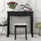Vanity Wood Dressing Stool Padded Piano Seat with Rose Cushion