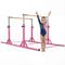 8 FT Double Horizontal Bars with 13-Level Adjustable Heights and 6-Level Adjustable Width-Pink