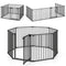 8-Panel Extra Wide Baby Gate Adjustable Pet Safety Fence with Auto-close Door