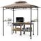 8 x 5 Feet Grill Gazebo with 2 Shelves 6 Hooks and Metal Frame-Gray