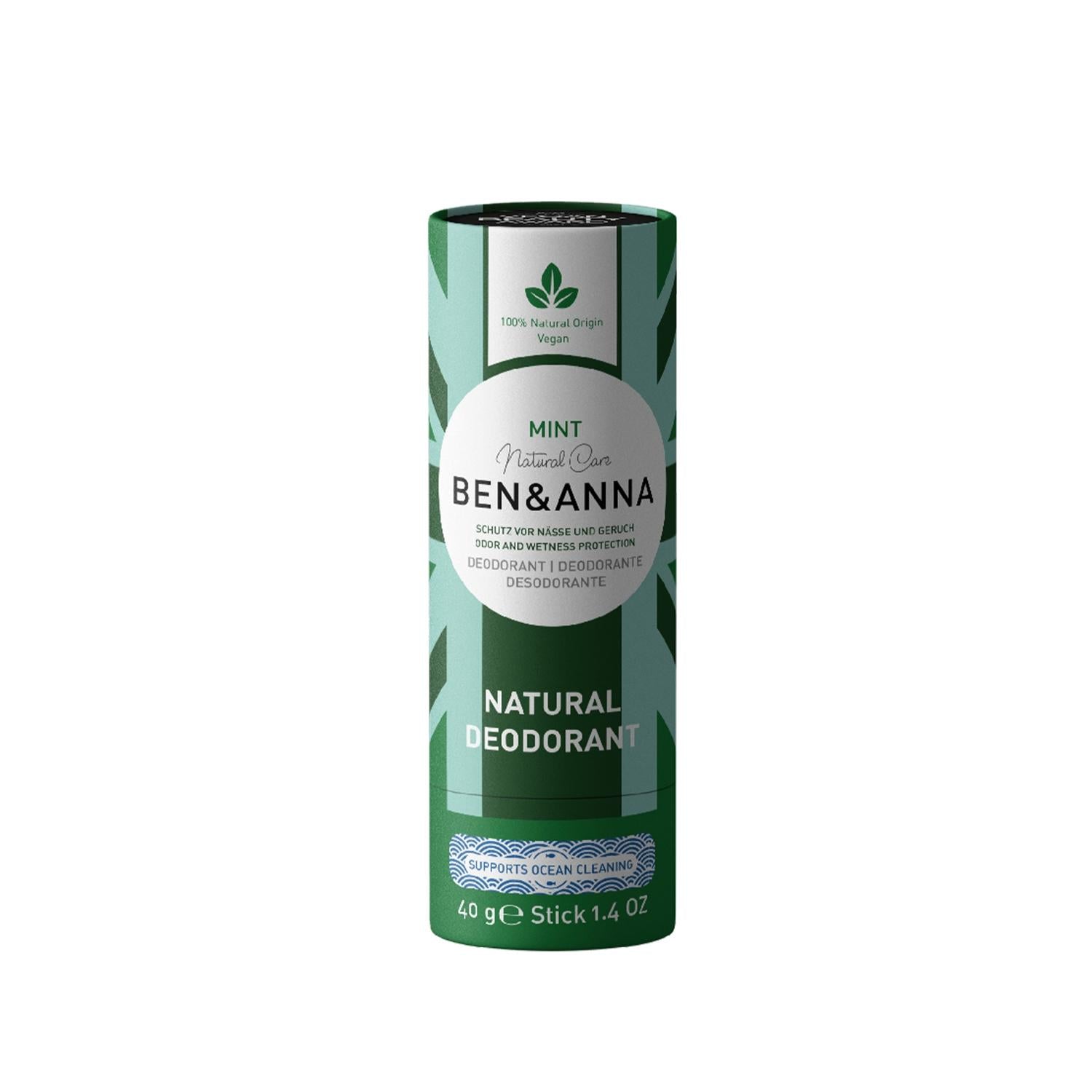 BEN & ANNA Natural Deodorant - Mint Scent, Organic & Chemical-Free, 40g