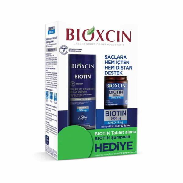 Bioxcin Biotin: 5000mcg Hair Growth Supplement & Shampoo Set | Support Healthy Hair, Reduce Hair Loss, & Strengthen Follicles - 60 Tablets