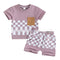 Fashion Personality Children's Shirt Plaid Shorts Suit