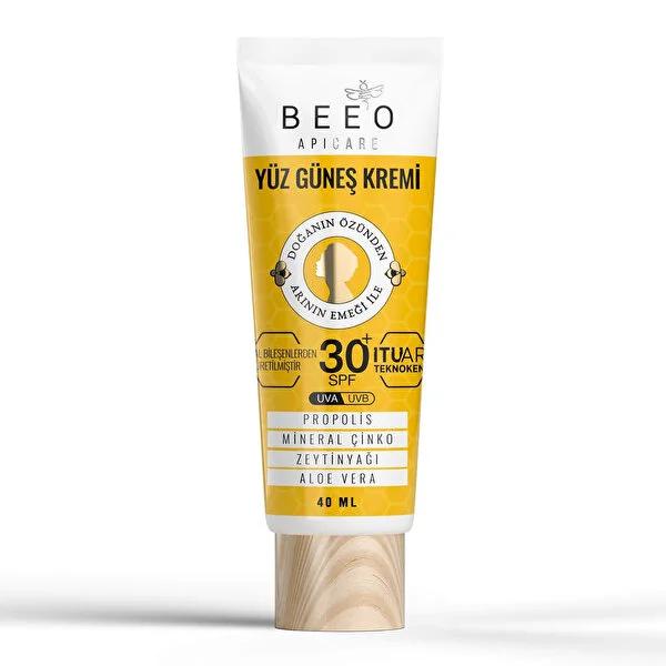 Beeo Natural Mineral Face Sunscreen SPF 50+ - Broad Spectrum Protection for Facial Skin, 1.35 fl oz