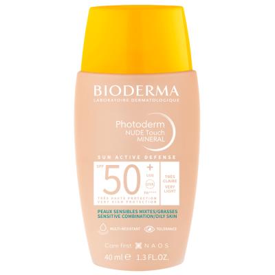 Bioderma Photoderm Nude Touch SPF50+ Sunscreen for Oily Skin - Mineral Filter, Matte Finish, 1.35 fl oz