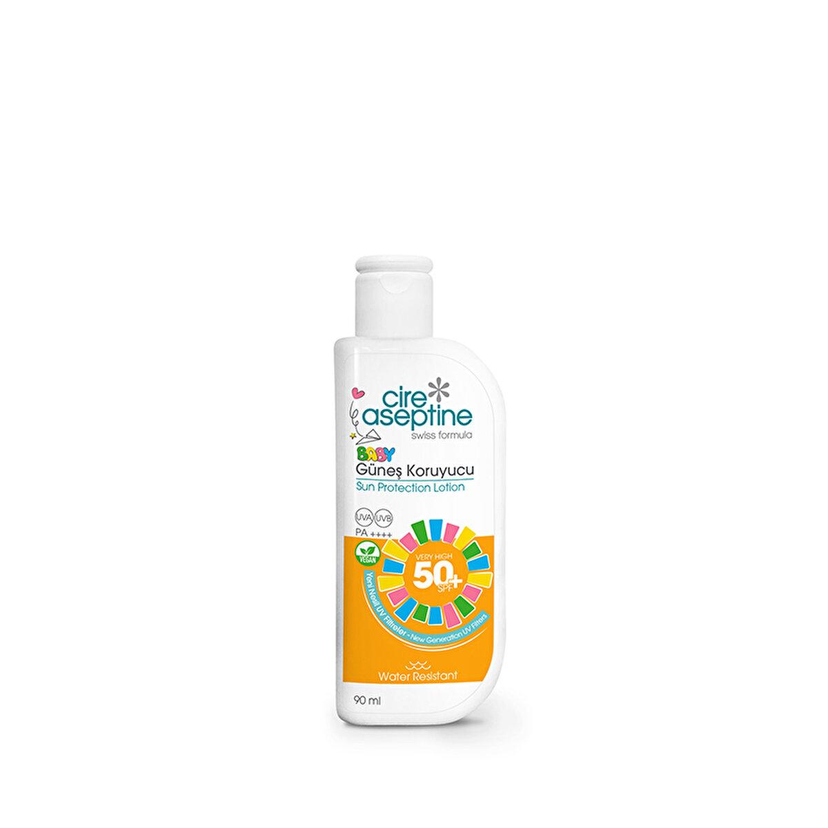 Cire Aseptine Kids Vegan 50+ SPF Sunscreen Lotion: Ultimate UVA/UVB Sun Protection, Water Resistant, Dermatologically Tested, 90ml