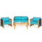 4 Pieces Acacia Wood Outdoor Patio Furniture Set with Cushions
