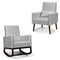 2-in-1 Fabric Upholstered Rocking Chair with Pillow