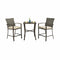 3 Pieces Rattan Bar Furniture Set with Slat Table and 2 Cushioned Stools