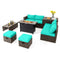 9 Pieces Outdoor Patio Furniture Set with 42 Inch Propane Fire Pit Table