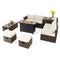 9 Pieces Outdoor Patio Furniture Set with 42 Inch Propane Fire Pit Table