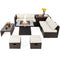 9 Pieces Patio PE Wicker Sectional Set with 50000 BTU Fire Pit Table