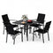 5 Pieces Patio Dining Set for 4 Outdoor Square Table and Stackable Chairs