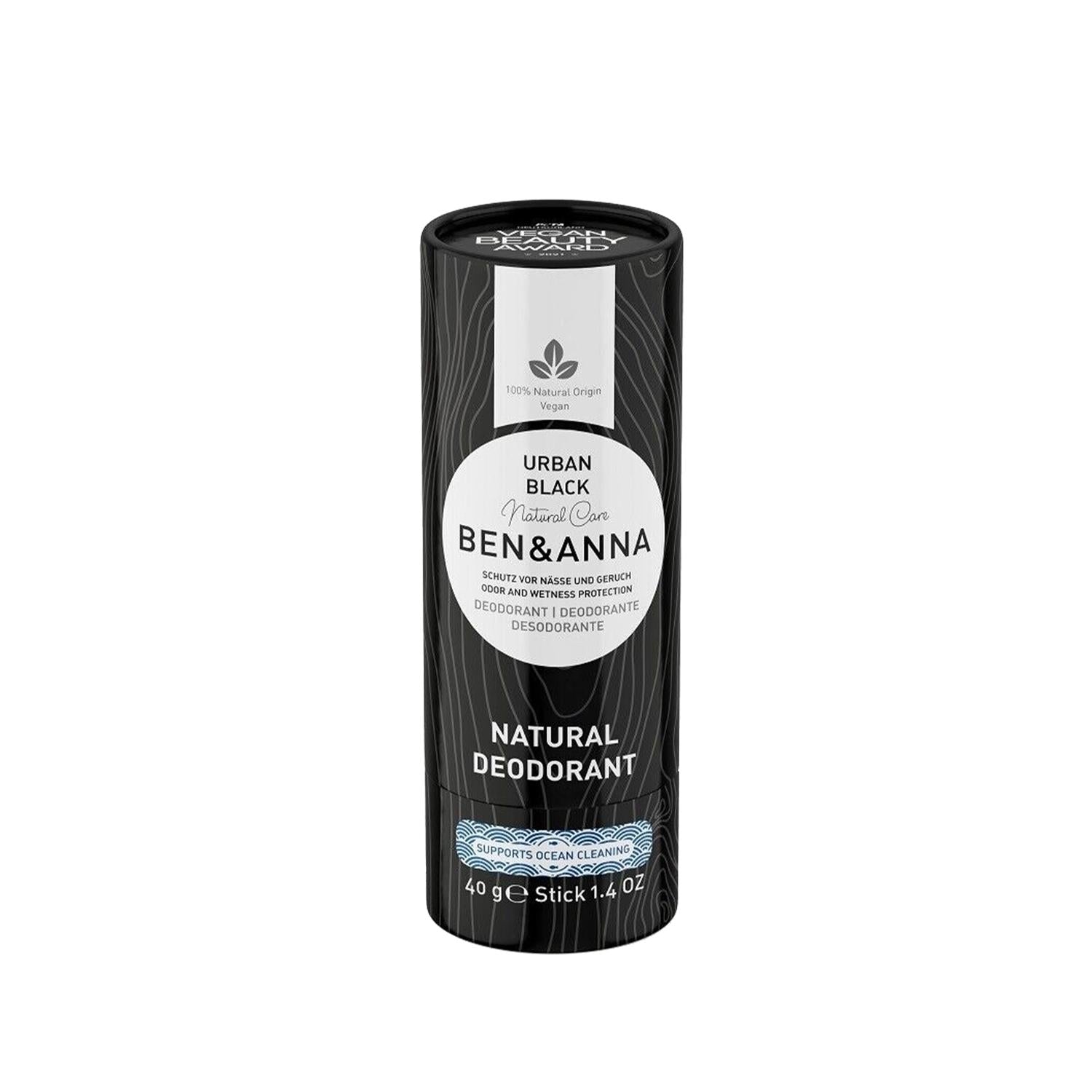 BEN & ANNA Natural Deodorant, Urban Black - Chemical-Free, 40g