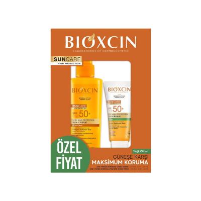 Bioxcin Sunscreen for Oily Skin - SPF50 Spray & SPF50+ Cream Set, Non-Greasy, Water-Resistant, Anti-Aging