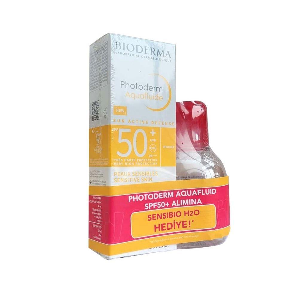 Bioderma Photoderm Aquafluid SPF50+ Sunscreen & Sensibio H2O Micellar Water Set - Non-Greasy, Dermatologically Tested, Paraben-Free