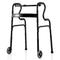 Adjustable Heavy-Duty Folding Walker with Unidirectional Wheels and Bi-Level Armrests-Black