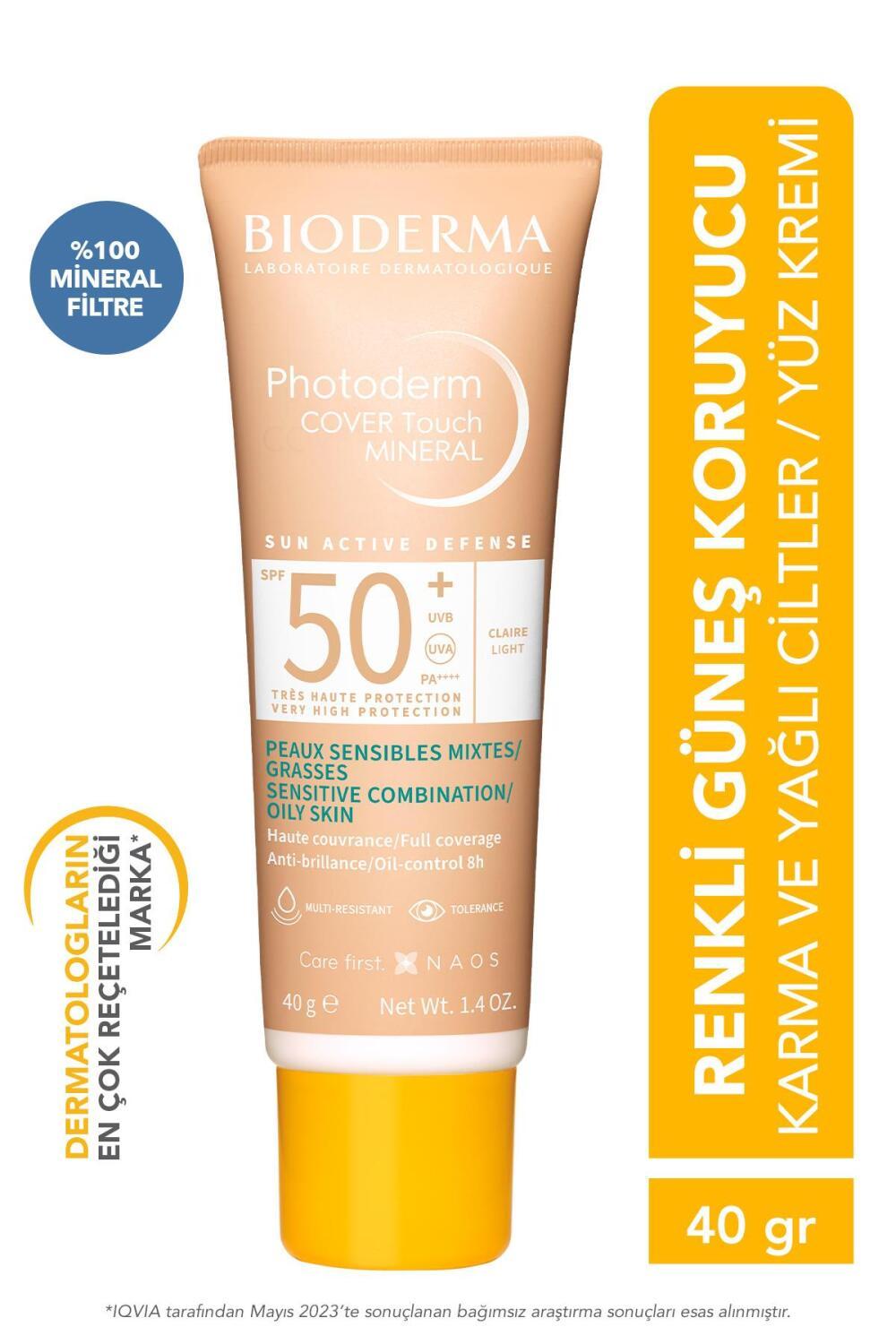 Bioderma Photoderm COVER Touch SPF50+ Very Light: High Protection Tinted Mineral Sunscreen for Sensitive Skin, Facial Sunscreen, 40gr