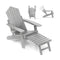 All-Weather HIPS Patio Adirondack Lounge Chair with Retractable Footrest