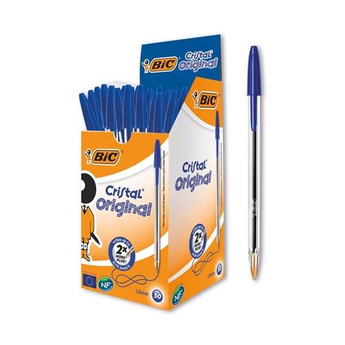 Bic Cristal Ballpoint Pen Medium Blue (Pack Of 50) 837360 1.0mm