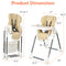 Foldable Baby High Chair with Double Removable Trays and Book Holder